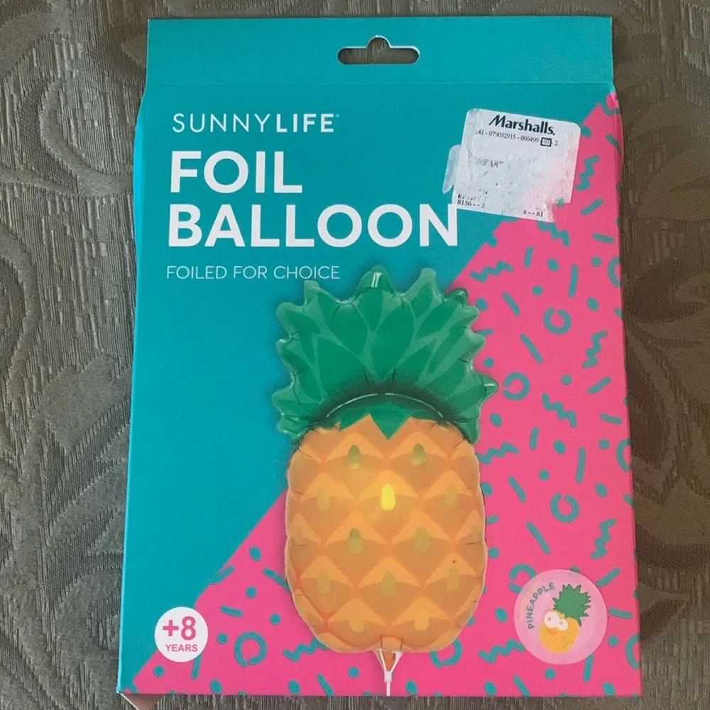 NIB SunnyLIFE Large Foil Balloon Re-Inflatable and Self Sealing Pineapple Yellow